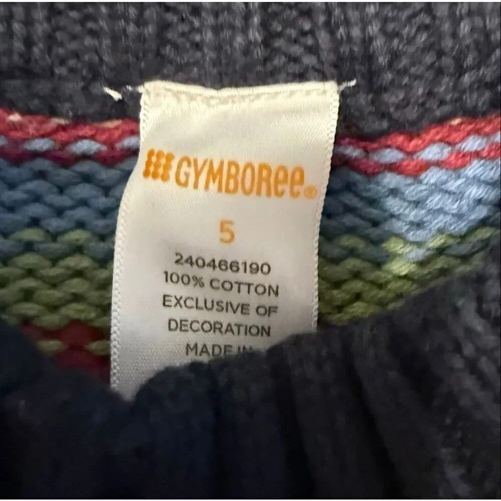 Gymboree Size 5 Mock Neck Sweater Blue Green Stripes 100% Cotton Preppy Classic